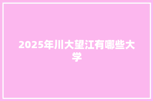 2025年川大望江有哪些大学