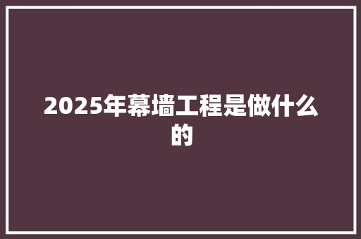 2025年幕墙工程是做什么的 未命名