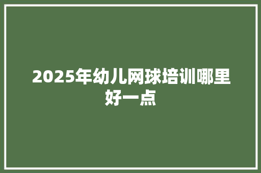 2025年幼儿网球培训哪里好一点