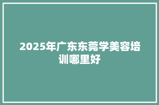 2025年广东东莞学美容培训哪里好