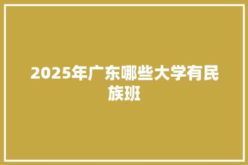 2025年广东哪些大学有民族班 未命名