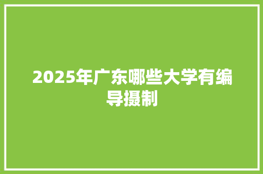 2025年广东哪些大学有编导摄制