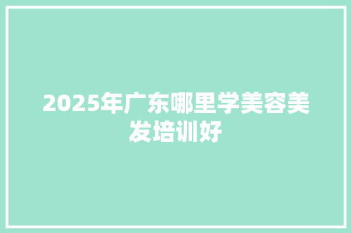 2025年广东哪里学美容美发培训好