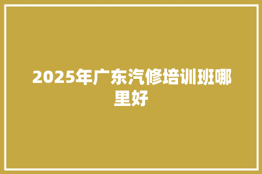 2025年广东汽修培训班哪里好