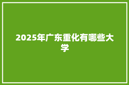 2025年广东重化有哪些大学