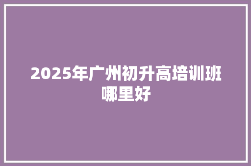 2025年广州初升高培训班哪里好 未命名