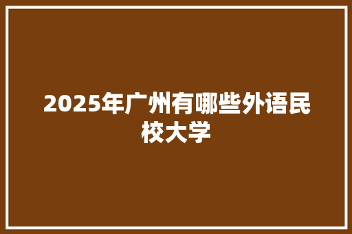 2025年广州有哪些外语民校大学