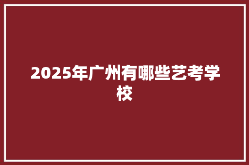 2025年广州有哪些艺考学校