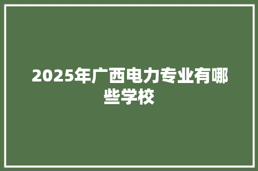 2025年广西电力专业有哪些学校