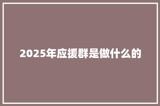 2025年应援群是做什么的 未命名