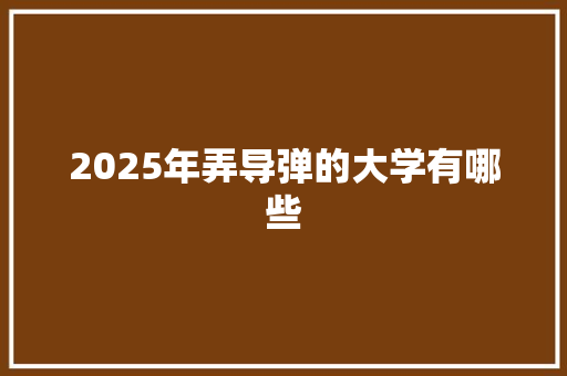 2025年弄导弹的大学有哪些