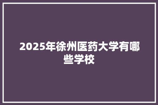 2025年徐州医药大学有哪些学校