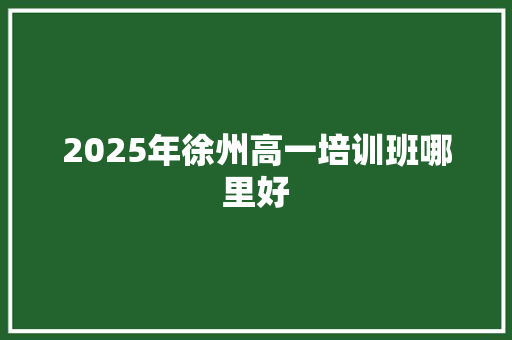 2025年徐州高一培训班哪里好 未命名