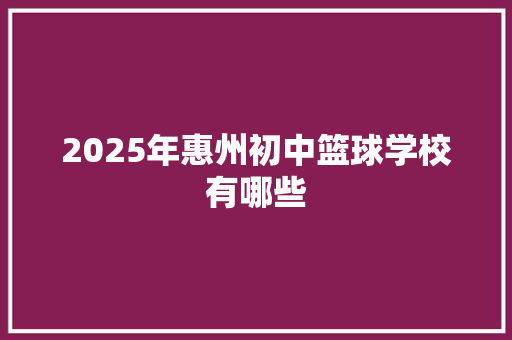 2025年惠州初中篮球学校有哪些