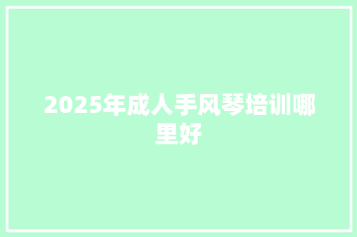 2025年成人手风琴培训哪里好