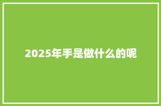 2025年手是做什么的呢