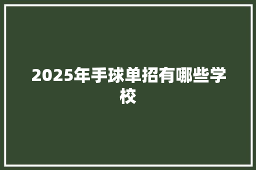 2025年手球单招有哪些学校 未命名