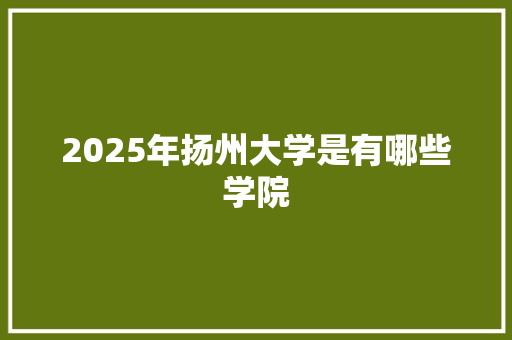 2025年扬州大学是有哪些学院