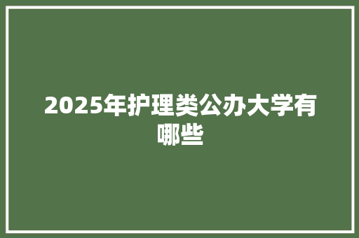 2025年护理类公办大学有哪些