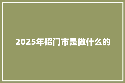 2025年招门市是做什么的