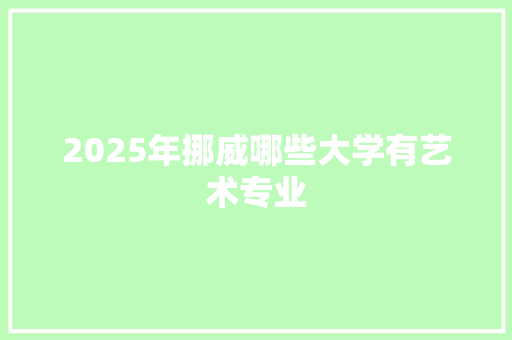 2025年挪威哪些大学有艺术专业