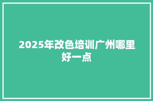 2025年改色培训广州哪里好一点 未命名