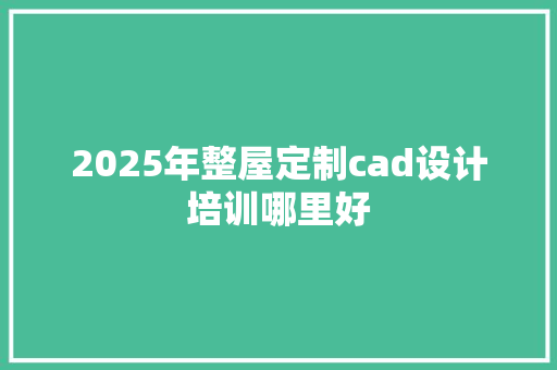 2025年整屋定制cad设计培训哪里好