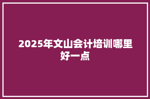 2025年文山会计培训哪里好一点