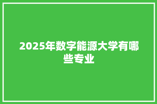 2025年数字能源大学有哪些专业