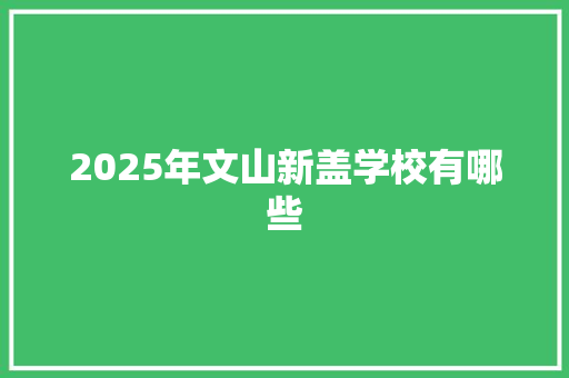 2025年文山新盖学校有哪些