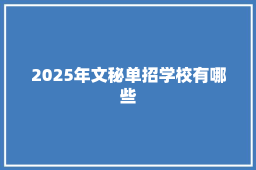 2025年文秘单招学校有哪些