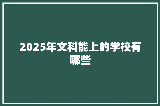 2025年文科能上的学校有哪些