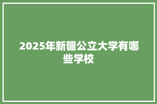 2025年新疆公立大学有哪些学校