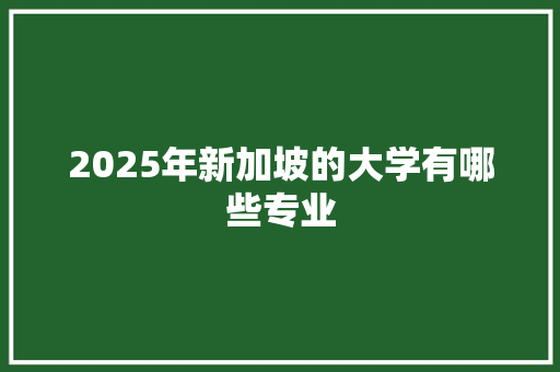 2025年新加坡的大学有哪些专业