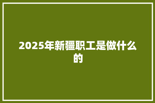 2025年新疆职工是做什么的