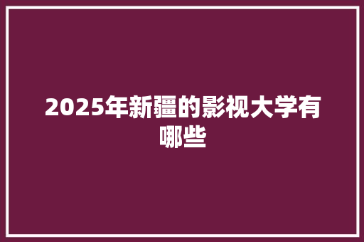 2025年新疆的影视大学有哪些 未命名