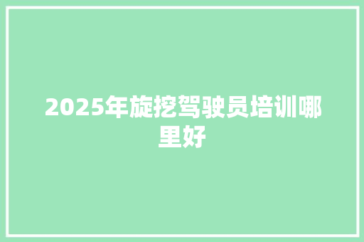 2025年旋挖驾驶员培训哪里好 未命名