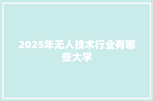 2025年无人技术行业有哪些大学