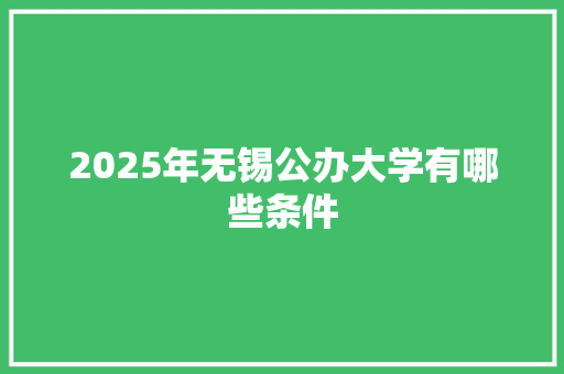 2025年无锡公办大学有哪些条件