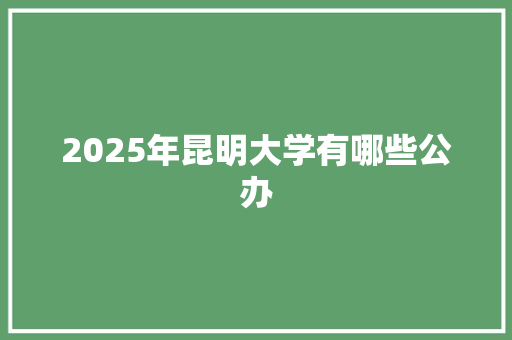 2025年昆明大学有哪些公办 未命名