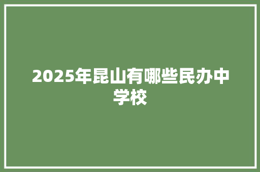 2025年昆山有哪些民办中学校 未命名