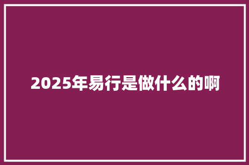 2025年易行是做什么的啊