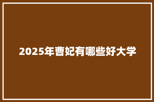 2025年曹妃有哪些好大学