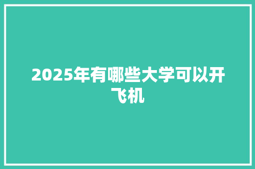 2025年有哪些大学可以开飞机