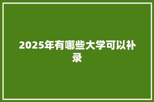 2025年有哪些大学可以补录