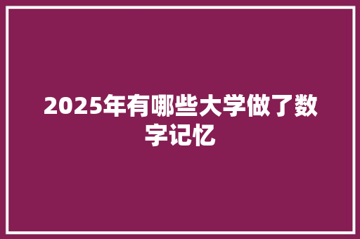 2025年有哪些大学做了数字记忆 未命名