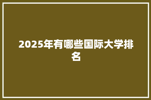 2025年有哪些国际大学排名 未命名