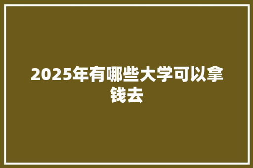 2025年有哪些大学可以拿钱去