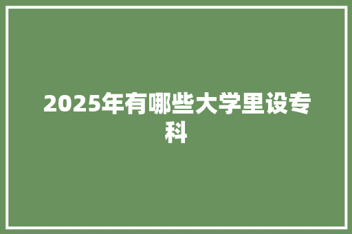 2025年有哪些大学里设专科