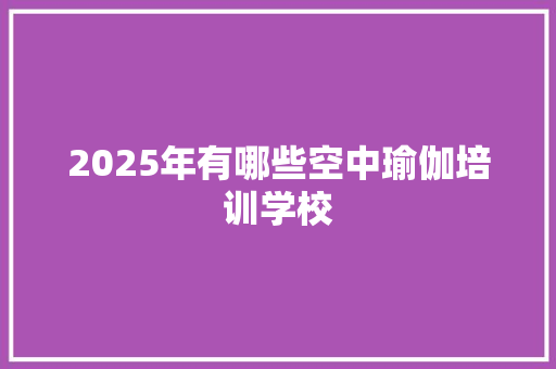 2025年有哪些空中瑜伽培训学校